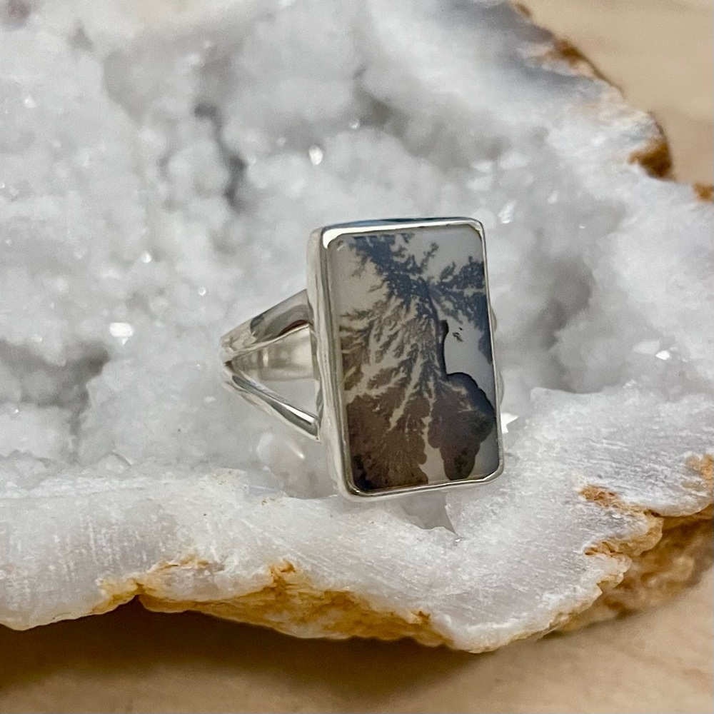 Scenic Dendritic Agate Solid Sterling Silver Ring… - image 2